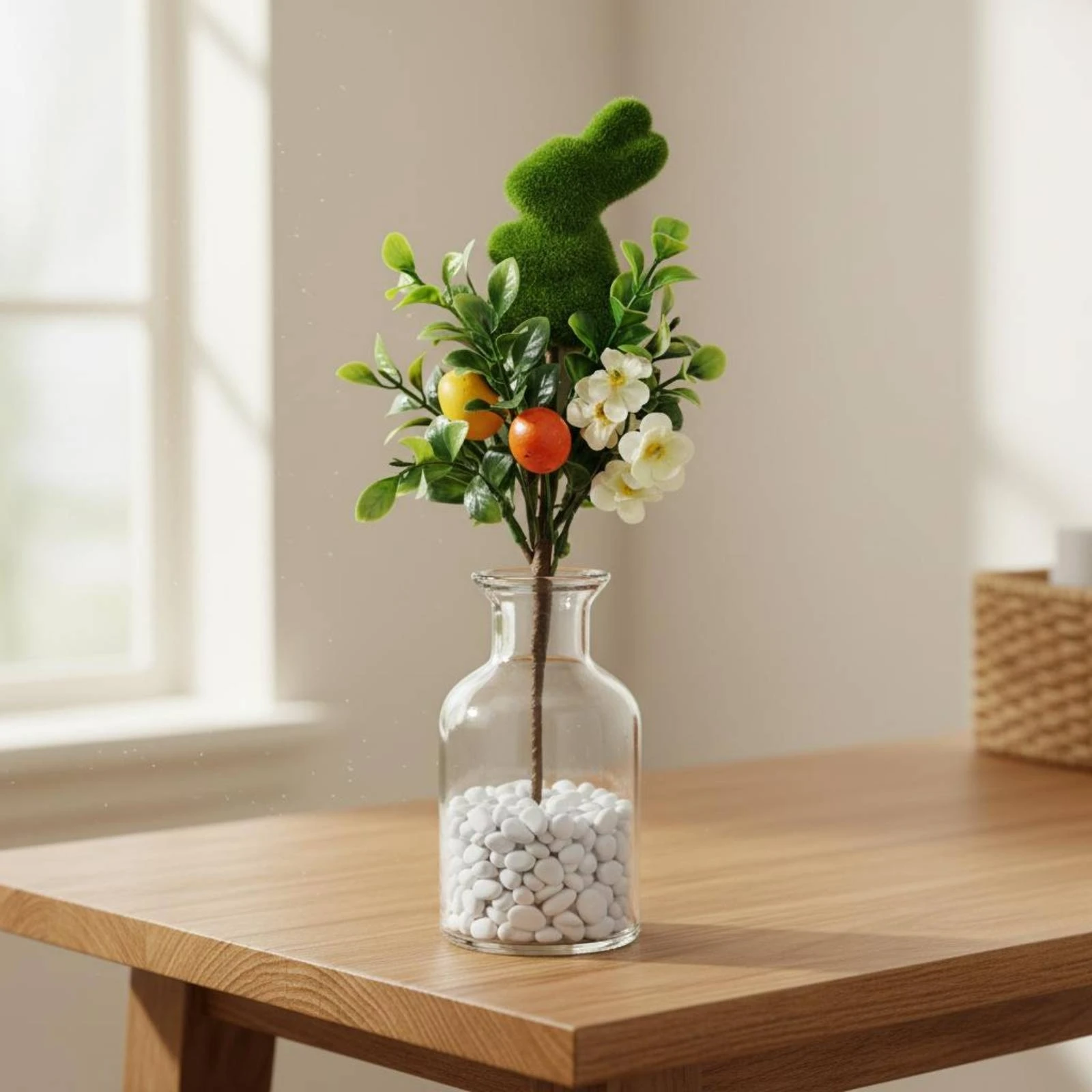 Rama Decorativa de Pascua con Esferas, Follaje Artificial Realista, Ramas Decorativas con Huevos, Flexibles