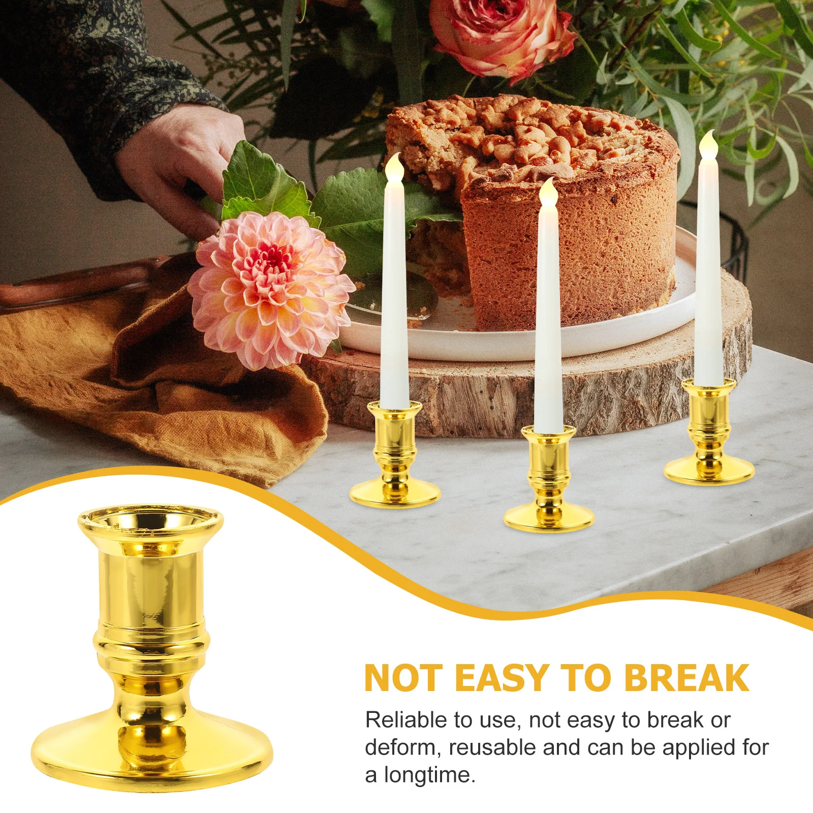 Window Taper Electronic Base Dining Table Wedding Candlestick Holders Gold Decor