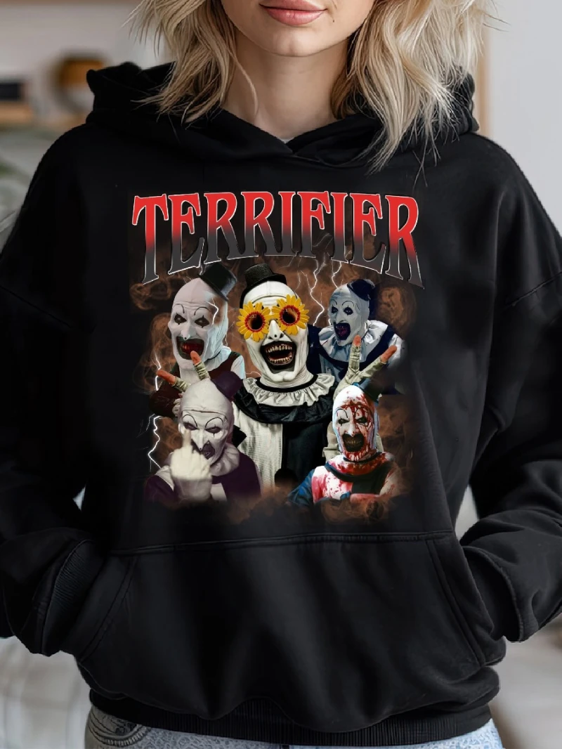 

2329, осенне-зимняя винтажная женская толстовка Terrifer, черный клоун ужасов, элитная роскошь для мужчин и женщин, топ Y2k