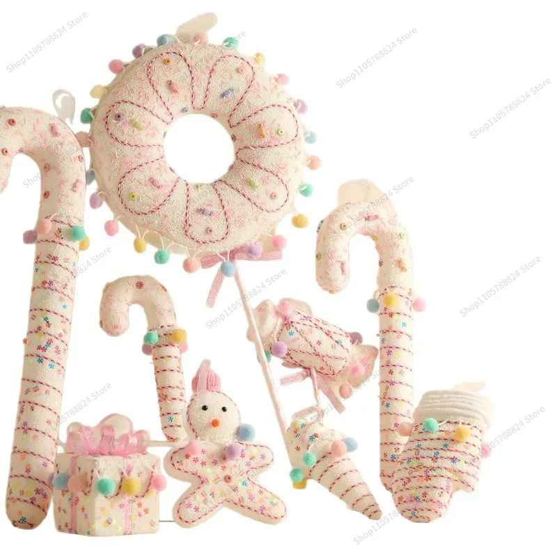 For Christmas Ornaments Colored Canes Gingerbread Man Candy Gift Pack Christmas Tree Decoration Pendant Pendant