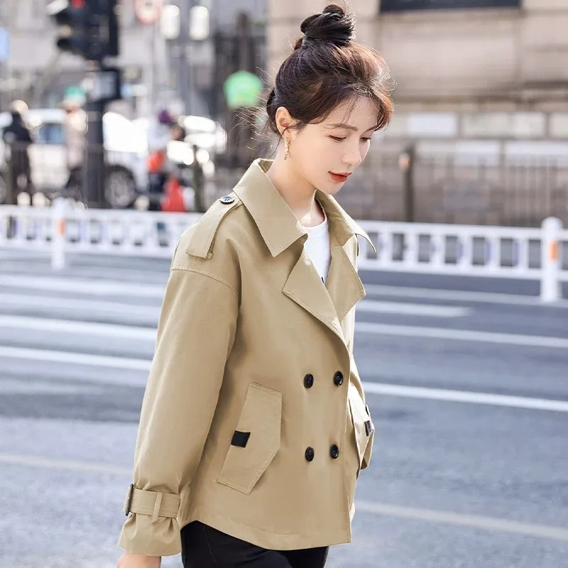 Spring Autumn Women's Coat Loose Style Korean Version Short Casual Jacket Windbreaker Outerwear Fashionable Elegant Small Size