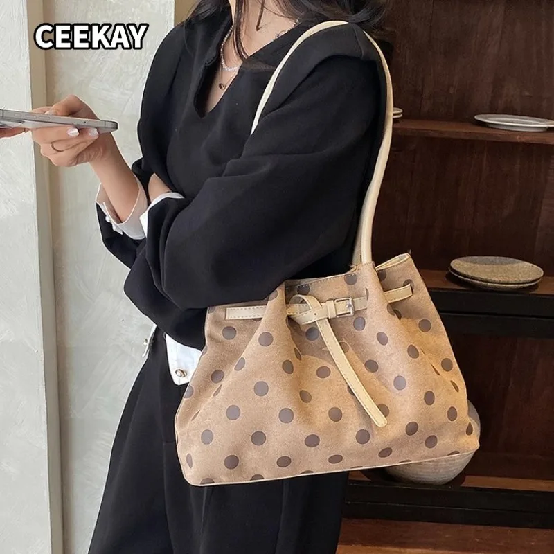 CEEKAY Women's Tote Bag Multi-Color Polka Dot Pattern Belt Buckle Strap Detail Versatile Everyday Commute Casual Style Hand Bags