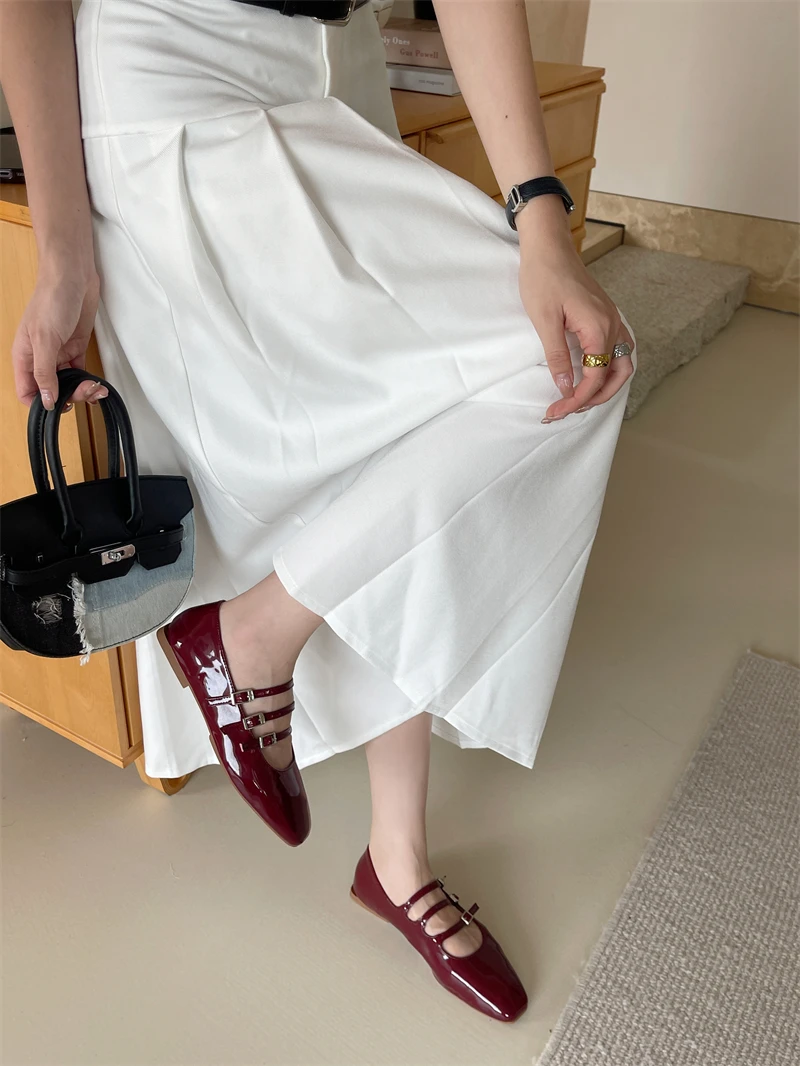 2024 Spring Summer Retro Single Shoes Shallow Women Shoes Comfortable Flat Bottom Shoes Norrow Brand Mary Jane Zapatos De Mujer