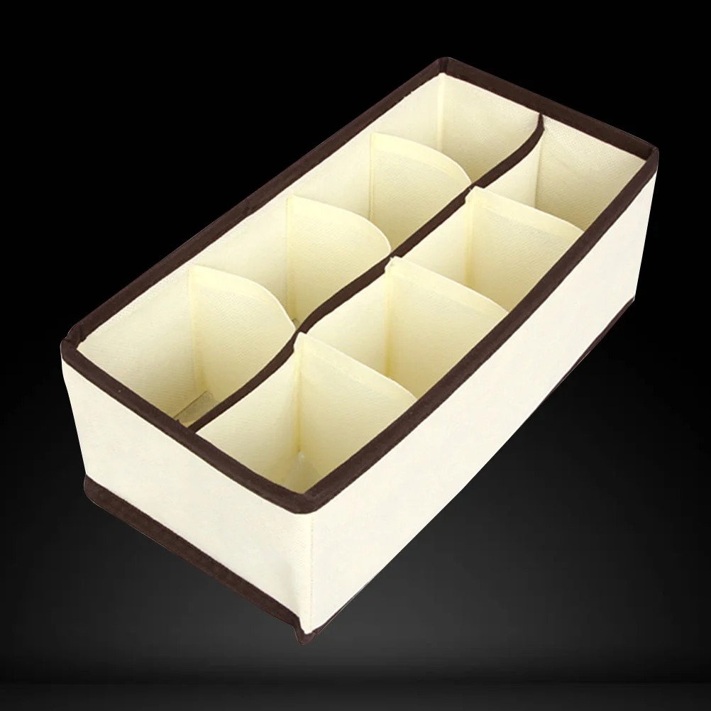 Foldable Non-woven Beige Clothes Storage Box Closet Drawer Dividers Organizer for Socks (8 Compartments)