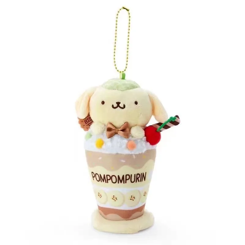 Hello Kitty Plush Keychains Ice Cream Kuromi My Melody Cinnamoroll Bag Pendant Kawaii Soft Cartoon Plush Doll Toys Xmas Gifts