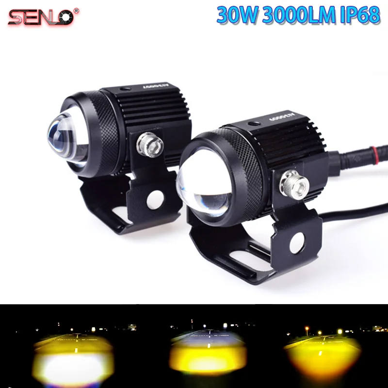 Motorcycle Fog lights LED Auxiliary Fog Lamp Yellow White Spotlight Driving Light Work Lights Offroad Lights for Truck SVU UTV