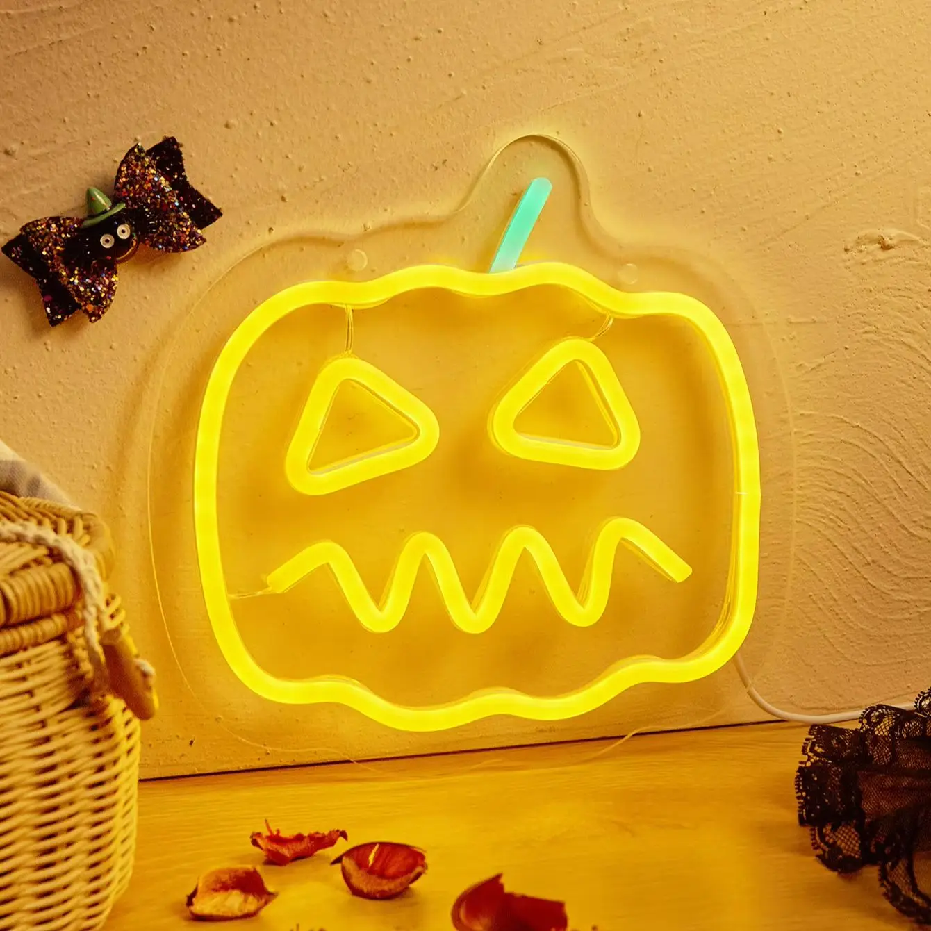 Chi-buy LED Neon Square pumpkin USB Powered Neon Signs Night Light 3D Wall Art Bedroom Living Room Decor Lamp Signs