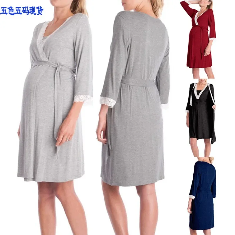 

Nightgown Maternity Clothing Women's Clothing Homewear Spring Autumn Thin New Versatile Wearable Casual Loose Breathable Simple