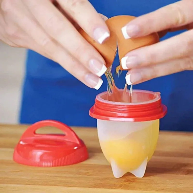 6pc Egg Poachers Cooker Silicone Non-Stick Egg Boiler Cookers Pack Boiled Eggs Mold Cups Steamer Kitchen Gadgets Tools