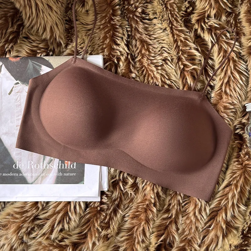 Women Thin Strap Beauty Back Camisole Vest Bra, Seamless Foundation Tank Top, Versatile Inner Outer Comfort Ladies Underwear