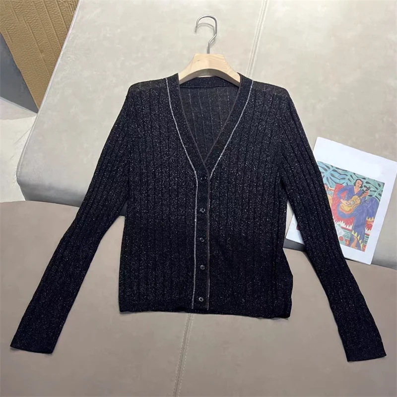 cardigan for women New elastic knitted slim fit women's long sleeved top for autumn 2026 Single breasted V-neck knitwear tops - view 3