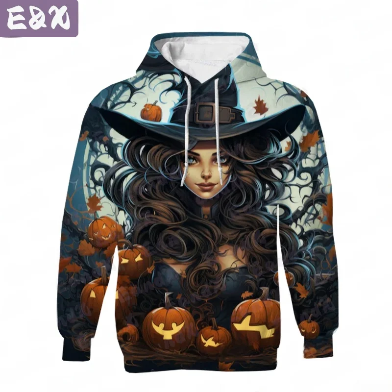 هوديز نسائية للهالوين، سترة يومية فضفاضة بأكمام طويلة، تصميم كرتوني أنيمي بأسلوب الشارع، مزيج من البوليستر والسباندكس #1