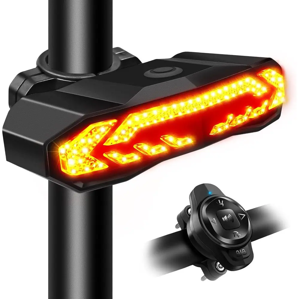 

Automatic Electric Bike Turn Signal Kit with Front & Rear Lights, USB Rechargeable, Waterproof, and Remote Control Bell