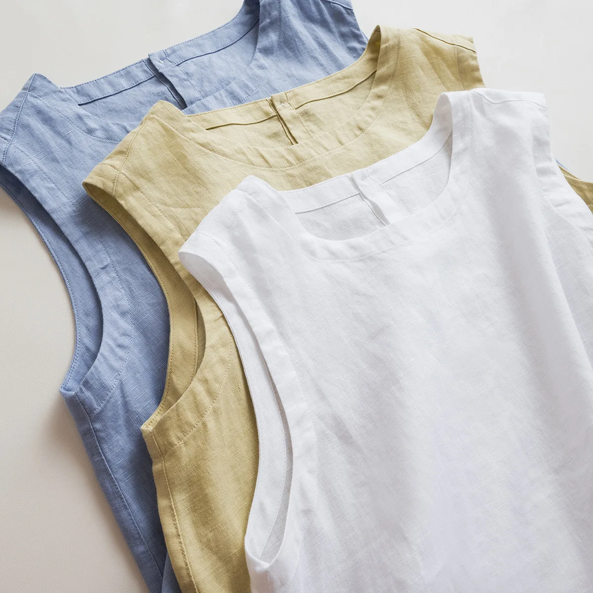 

Dave&di Round Neck Vest Linen Loose Casual Outerwear Sleeveless Top For Women Woman Clothes Shirts