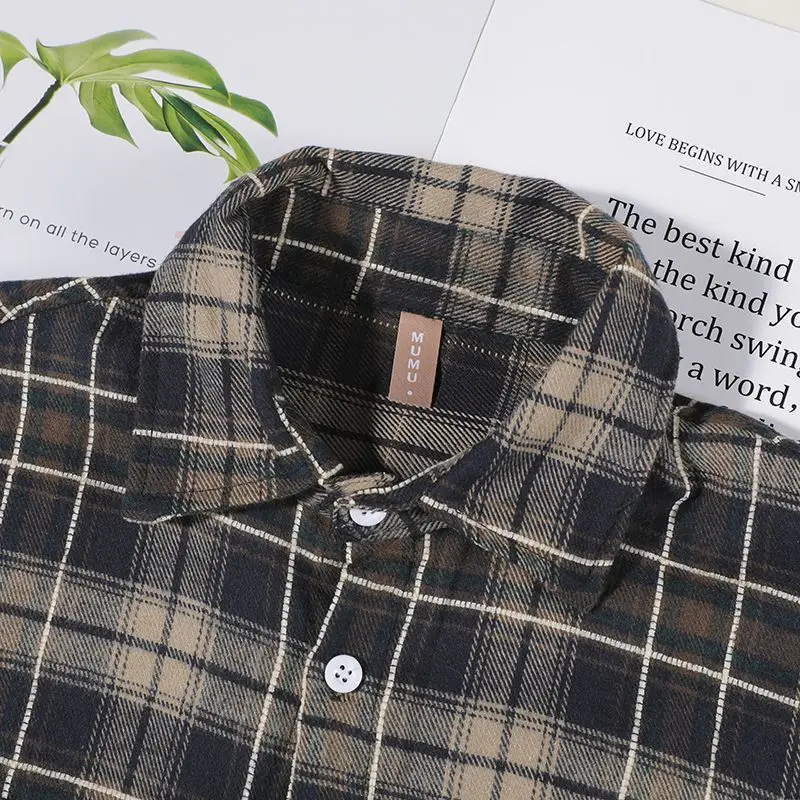 Spring Autumn Fashion Turn-down Collar Long Sleeve Plaid Blouse Men's Clothing Button Loose All-match Korean Simplicity Shirts