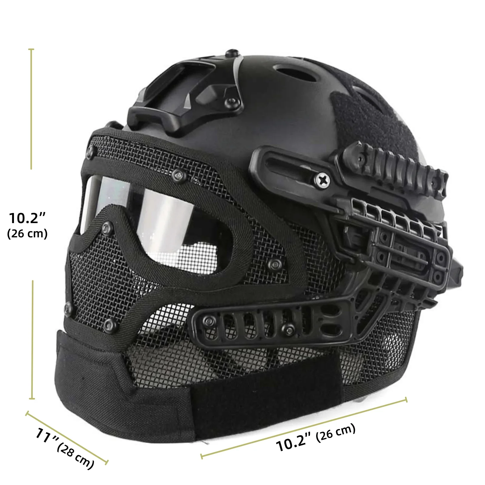 Airsoft Mesh Helm Volledig Gezicht met Ronde Gaten SNELLE Helm Anti-condens Bril Ademend Masker voor Jacht Schieten Wargame Gear