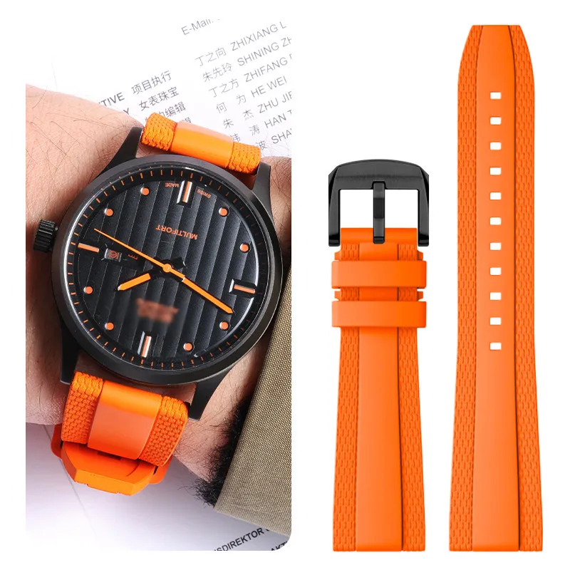 Correa de reloj de caucho fluorado para reloj original MIDO Commander Gradient MULTIFORT M005 Casio EFR-303 Citizen Eco-Drive FKM