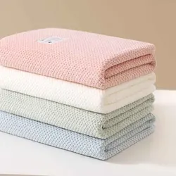 Solid Baby Blanket Warm Thicken Swaddle Wrap Towlels Newborn Thermal Soft Fleece Bath Towel Doule Layer Infant Swaddling70*140cm