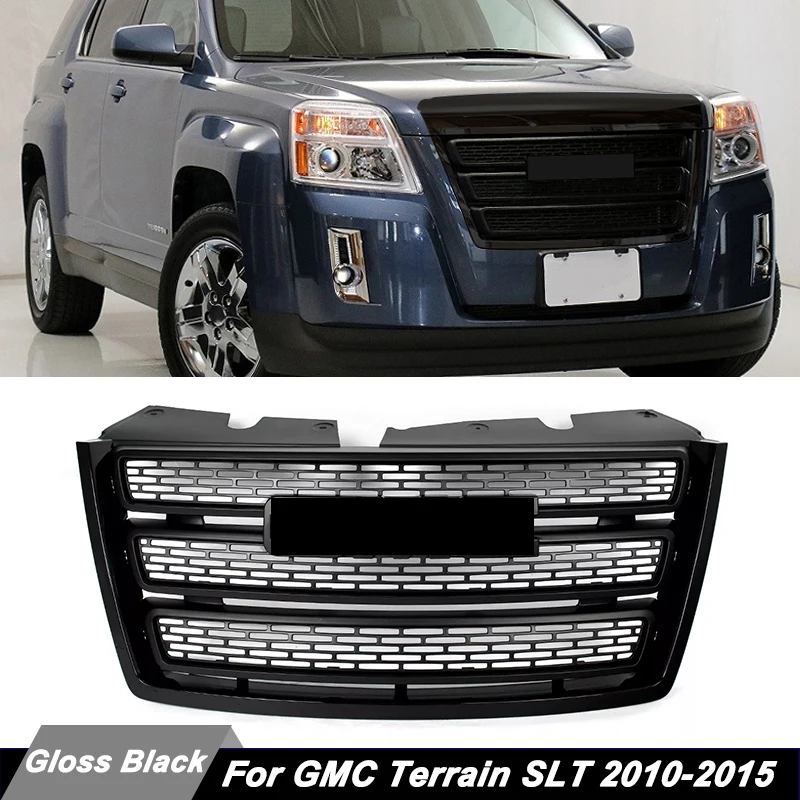 Ajuste para 2010 2011 2012 2013 2014 2015 GMC Terrain SLT SL parachoques delantero rejilla superior radiador parrilla malla GM1200630 cromo negro