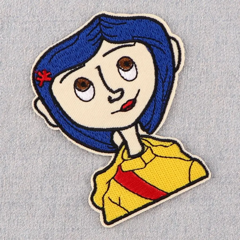 AD2797 Horror Movie Coraline Embroidered Patches for Clothing Patches DIY Iron on Patches Halloween Patch Sew Applique Sticker