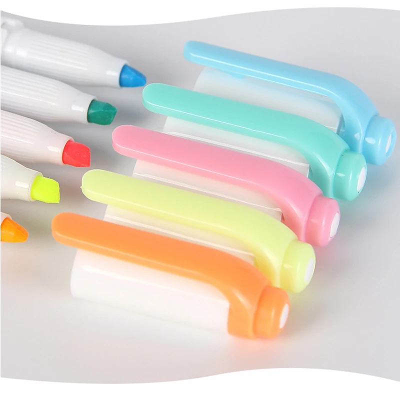 5 Colors Double Headed Highlighter Pen Art Markers Kawaii Japanese Color Fluorescent Pens School & Office Stationery