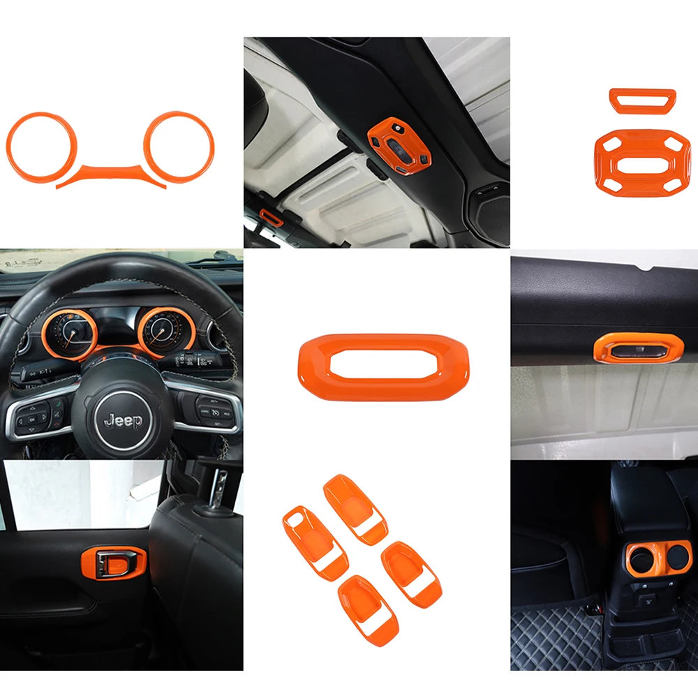 for Jeep Wrangler JL Gladiator JT 2018 2019 2020 2021 2022 2023 4-Doors Car Inner Decoration Kit Interior Accessories Moulding