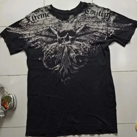 3D Stampato Americano Retro Goth Y2K Affliction Style Streetwear Tee Gotico Teschio Croce Stampa T-shirt grafiche alla moda Abbigliamento uomo