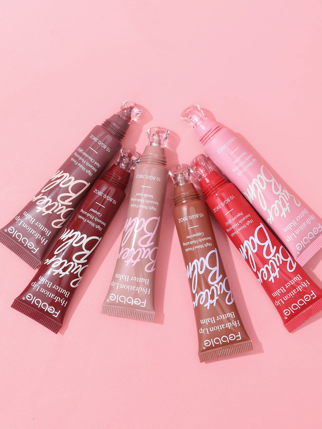 Bálsamo labial hidratante Febble acalma a secura, máscara labial com tubo macio, suaviza linhas labiais, base de batom