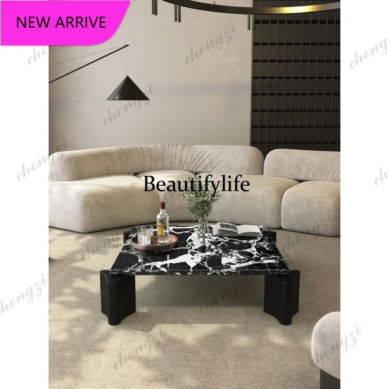 

P3 Modern simple marble coffee table living room square Kali ice jade natural luxury stone coffee table