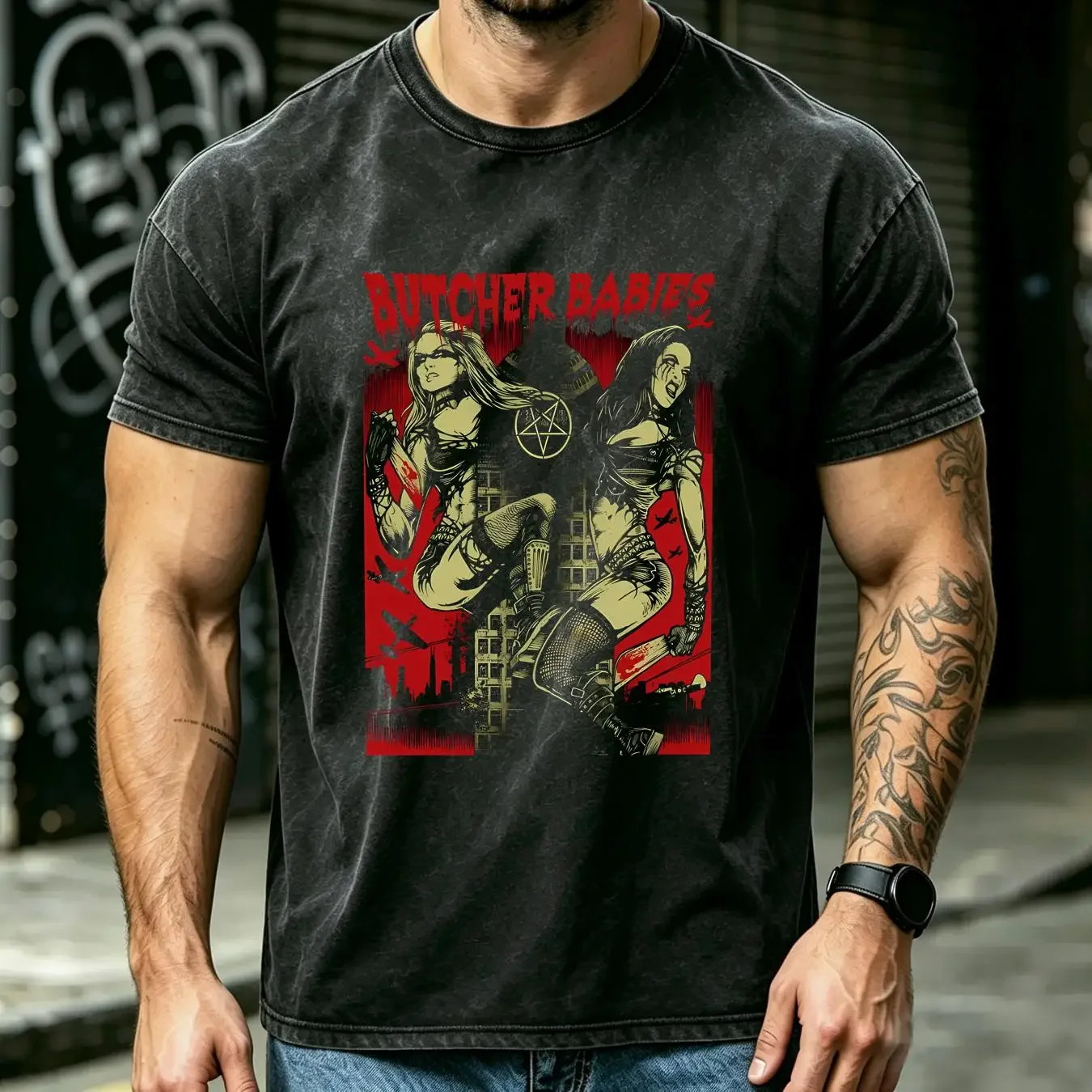 washed T Shirt band metal Butcher Babies Cotton Black Men Size S to 5XL CB1471 long or short sleeves vintage Washed Soft