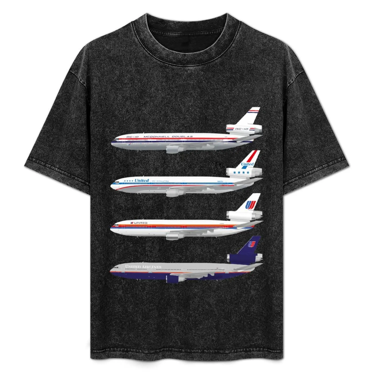 Wings In Uniform - DC-10 - United Airlines - Through The Ages T-Shirt Summer Print Short Sleeve Tee