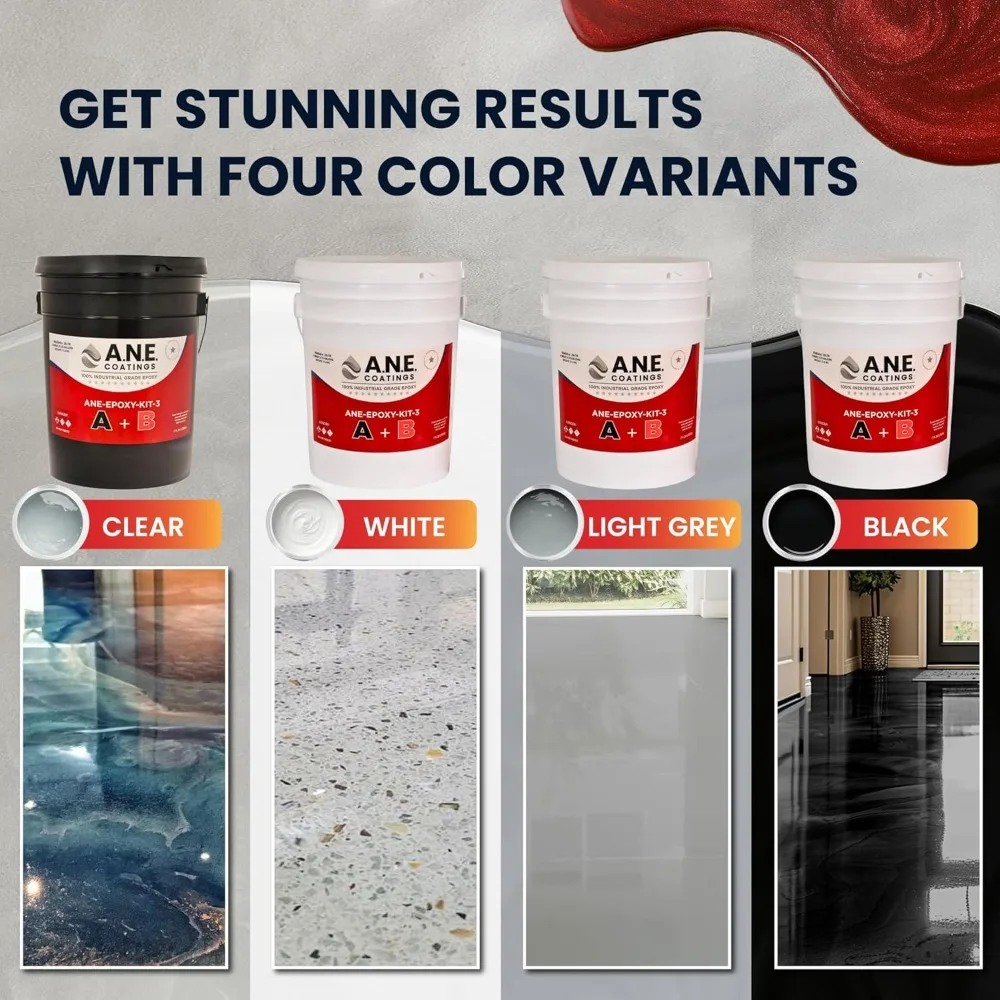 مجموعة راتنجات الإيبوكسي ذاتية التسوية - مجموعة أدوات إيبوكسي لأرضية المرآب تتنشر بشكل سلس. متين - شفاف #4