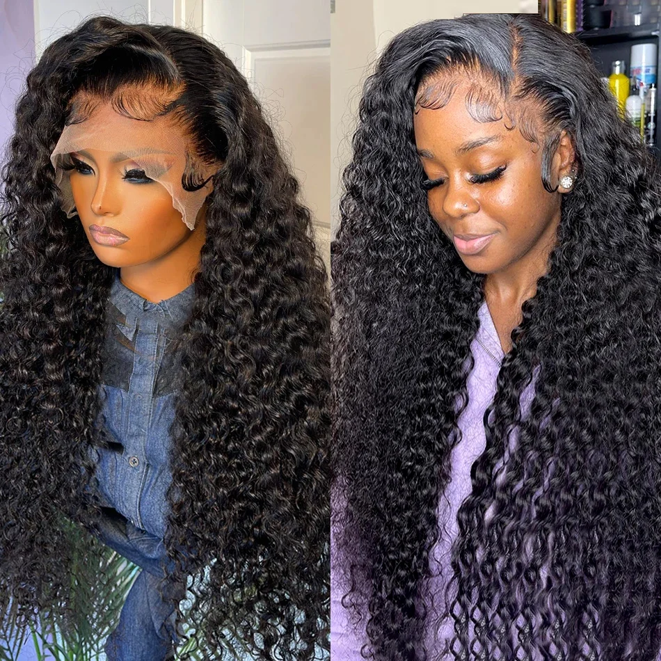 Rosabeauty 13X6 Deep Wave 40 Inch 13x4 Lace Front Human Hair Wig 5X5 Glueless Ready To Go Curly Wig