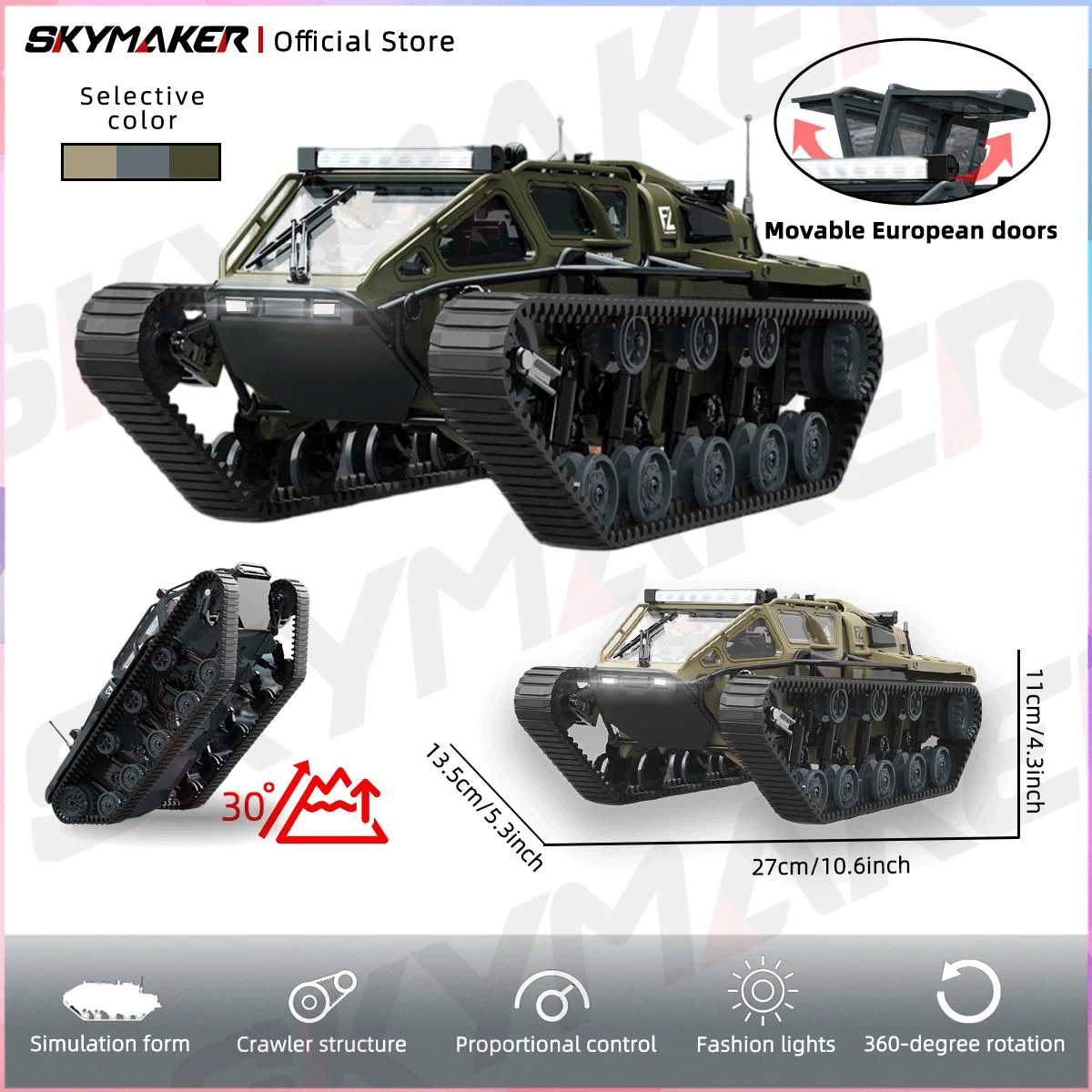

JJRC C8812 RC Tank Stunt Off-road Vehicle High-speed Drift Remote Control Tank Fully Proportional Tracked Vehicle