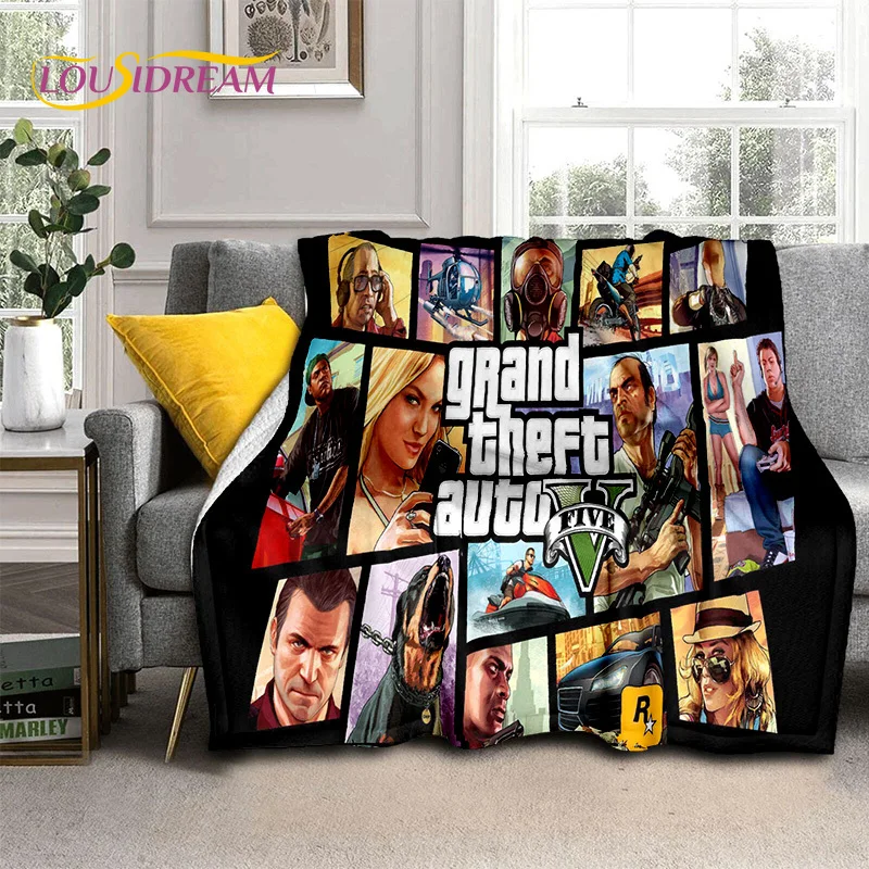 Games GTA  Grand Theft Auto Gamer 3D Blanket,Soft Throw Blanket for Home Bedroom Bed Sofa Picnic Travel Office Cover Blanket Kid