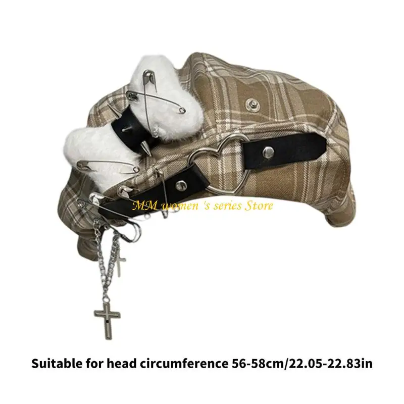 Q39C Dark Cabbie Hat Painter Heart Hat Baker Boy Hat لـ Street Strolling Dark Fashion Hat Props