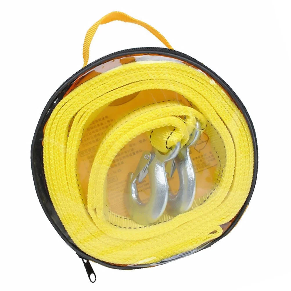 1Pc 4M Ton Car Trailer Rope Practical Durable Outdoor Emergency Kit Nylon Tow Rope Double Thicken Car Trailer(Yellow)