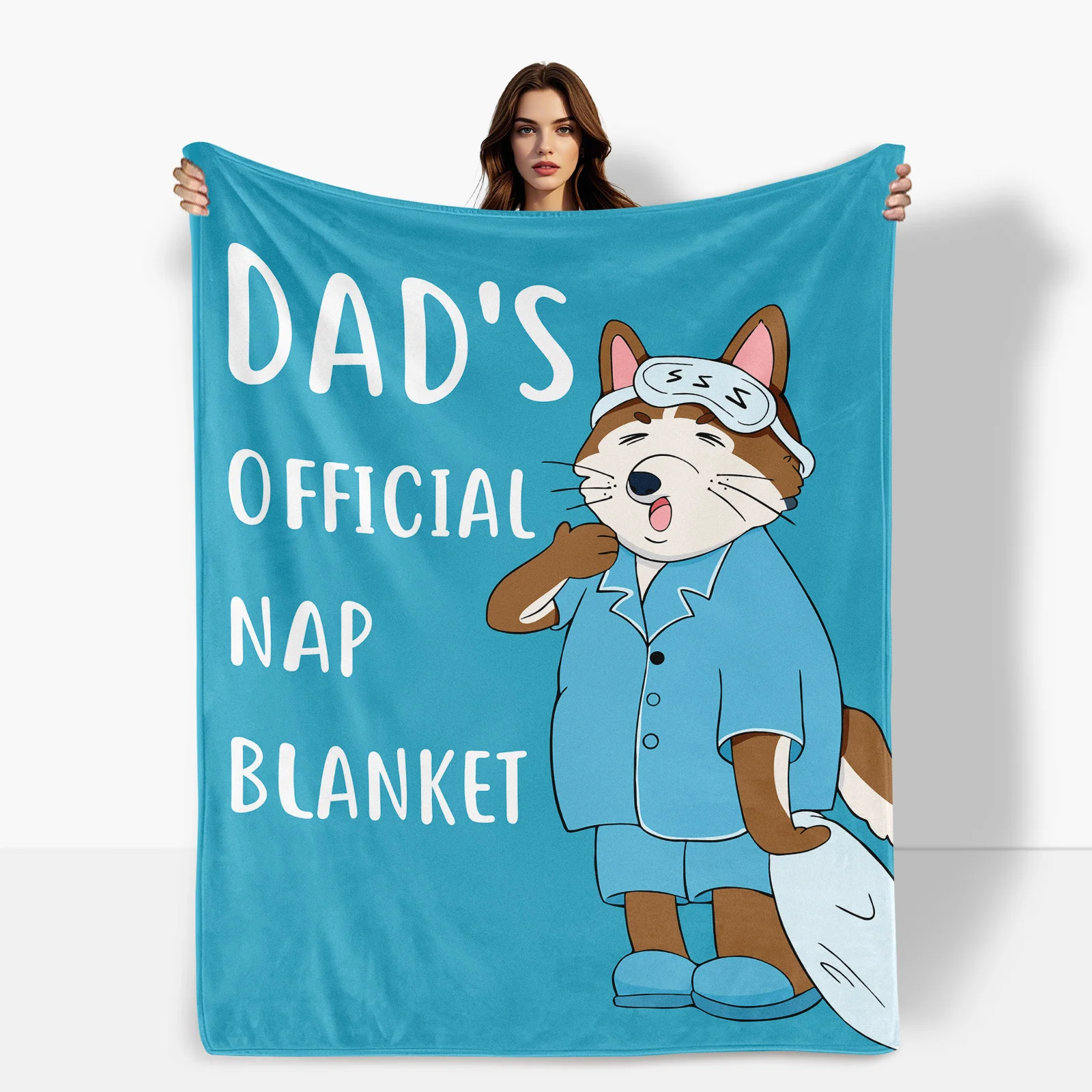 

Фланелевое одеяло с рисунком синей собаки. Уютный подарок для восстановления сна с дизайном маски для глаз для повышения комфорта и тепла.