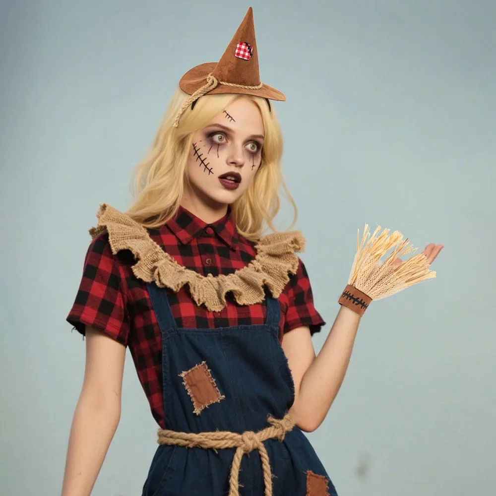 Witch Hats Costume Accessory Exclusive Scarecrow Gloves Set Scarecrow Costume Headband Festive Halloween Costume Props