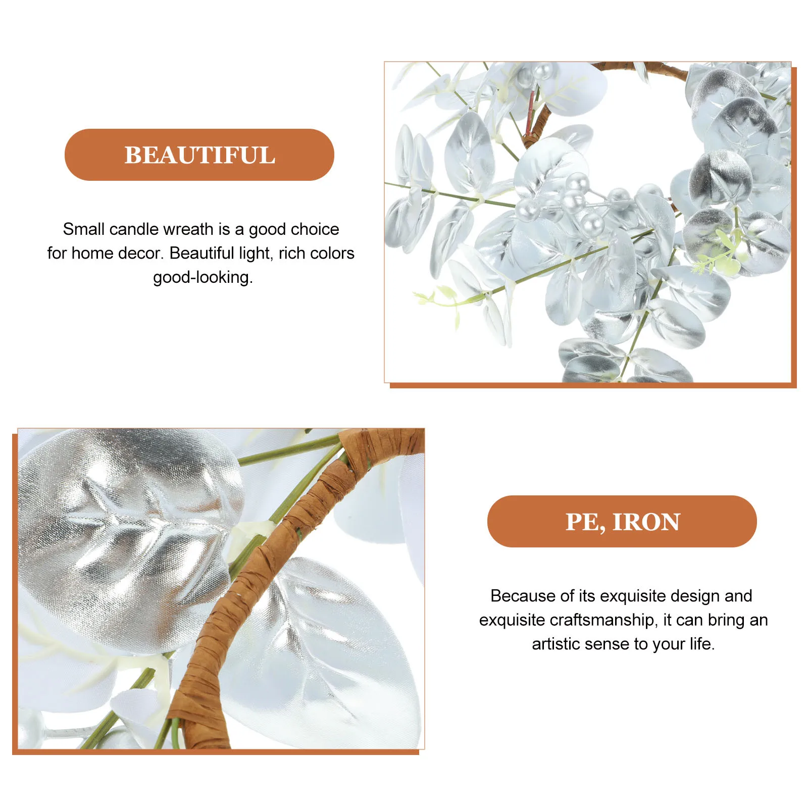 

Pillar Wreath Artificial Leaf Ring Elegant Party Decoration Christmas Table Wreath Garland Winter Holiday Decor