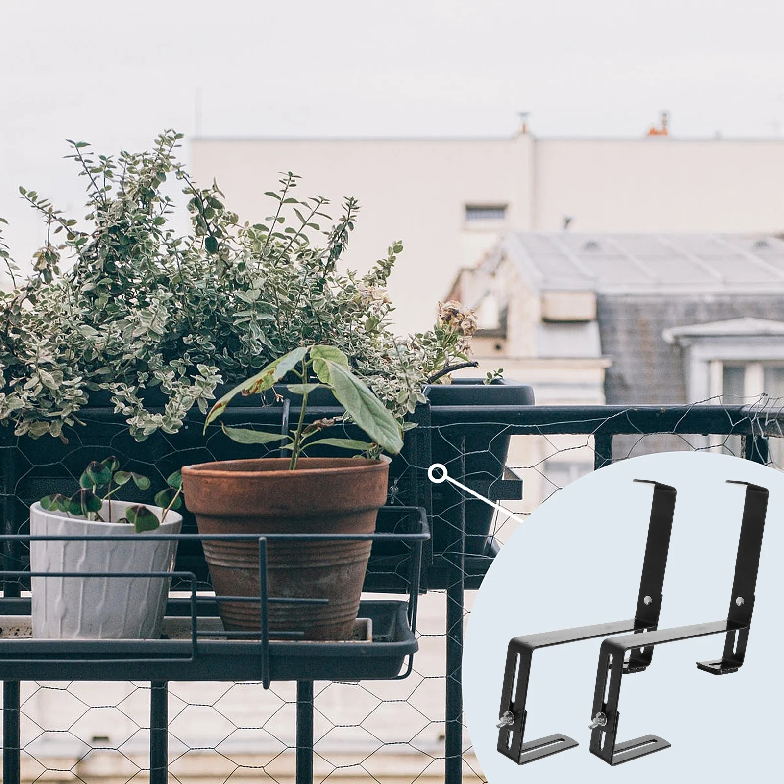 

1Pair Iron Plant Hanger Flowerpot Rack Hanging Bracket Balcony Wall Hook Durable Practical Garden Decor Flower Pot Bracket