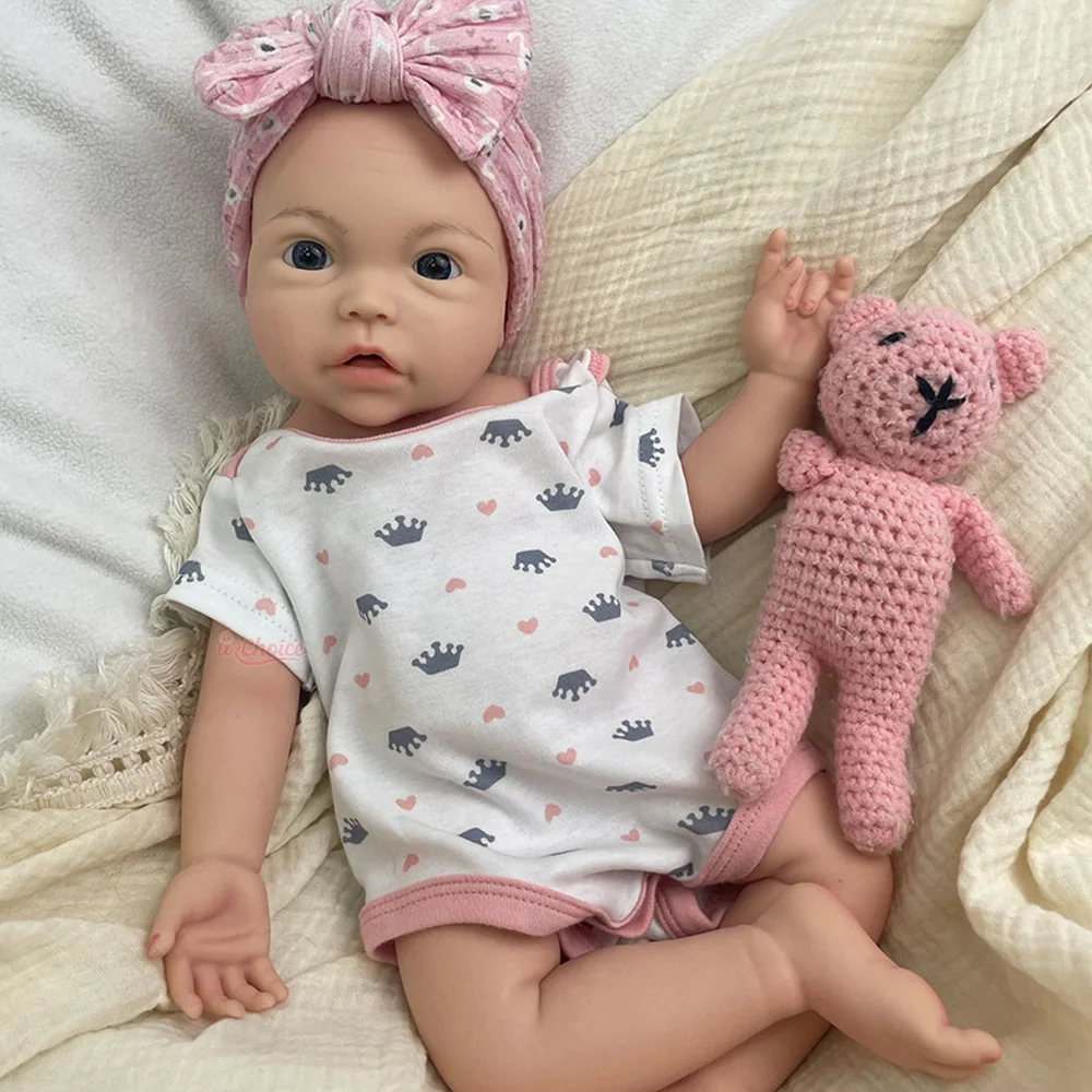 Blue Eyes 18 Inch Lifelike Silicone Reborn Dolls With Accessories Art Hand-Painted 3D Veins Cute Art Doll For Christmas Gift