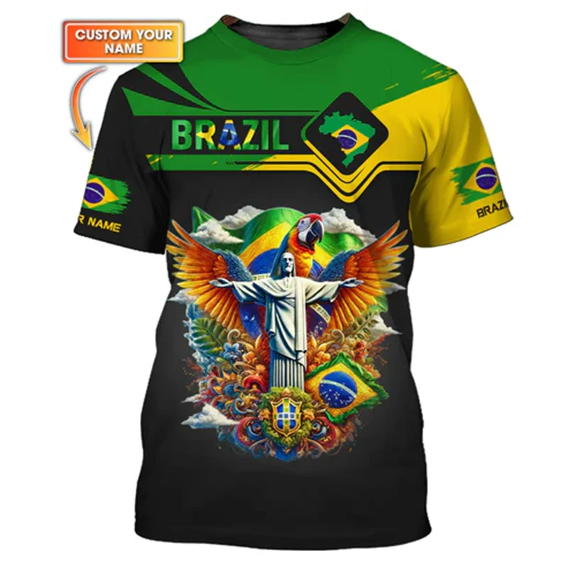 Estátua de cristo o salvador impressão 3d camiseta das mulheres dos homens brasil camisa de futebol t camisas verão esporte casual na moda romance camiseta topo