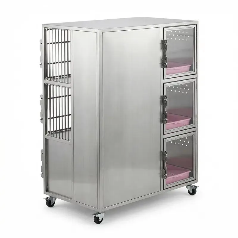 Heavy Duty Foldable Wire Pet Cage for Dogs and Cats, Large Size, with Double Door, Removable Tray, Indoor and Outdoor Use