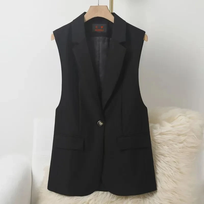 

Black Vest Jacket Women's Short COAT 2025 Spring Autumn New Slim Sleeveless Jackets Korean version Suit Women's Waistcoat Top