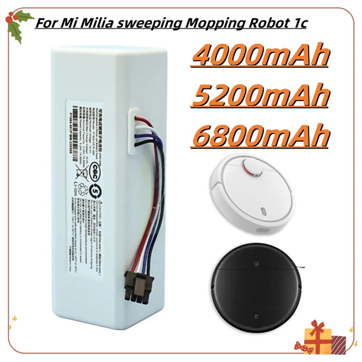 Bateria Xiaomi-Mijia 1c STYTJ01ZHM, 14.4V, 12800mahp1904-4s1p-MM, Aspirador Robô, Mop Cleaner Acessórios Peças