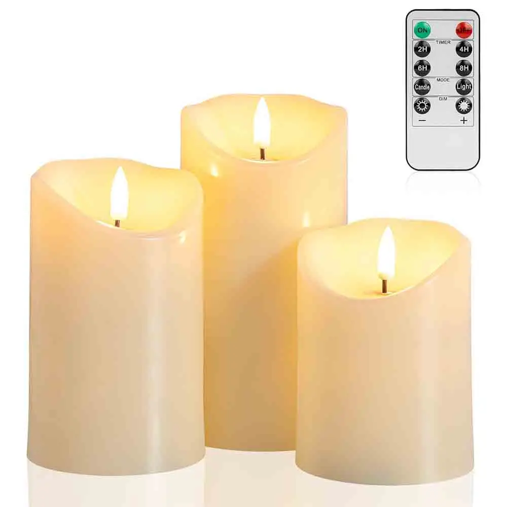 3pcs/set LED Flameless Candles Flickering Light with Remote Control for Christmas Festival Wedding Home Party Decor Lighting