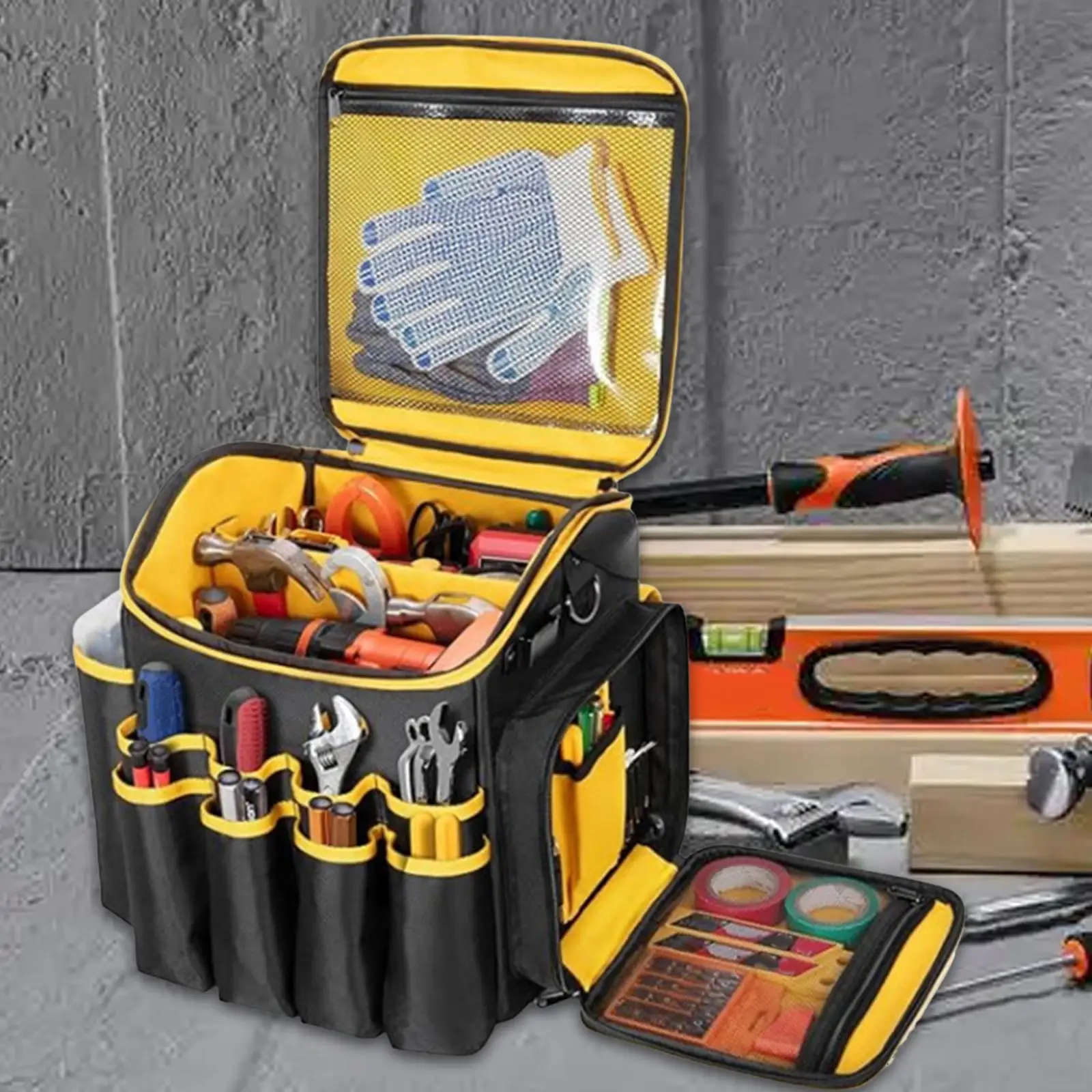 

Tool Bag Organizer with Adjustable Compartments Heavy Duty Oxford Cloth Tote for Technician Tools Storage