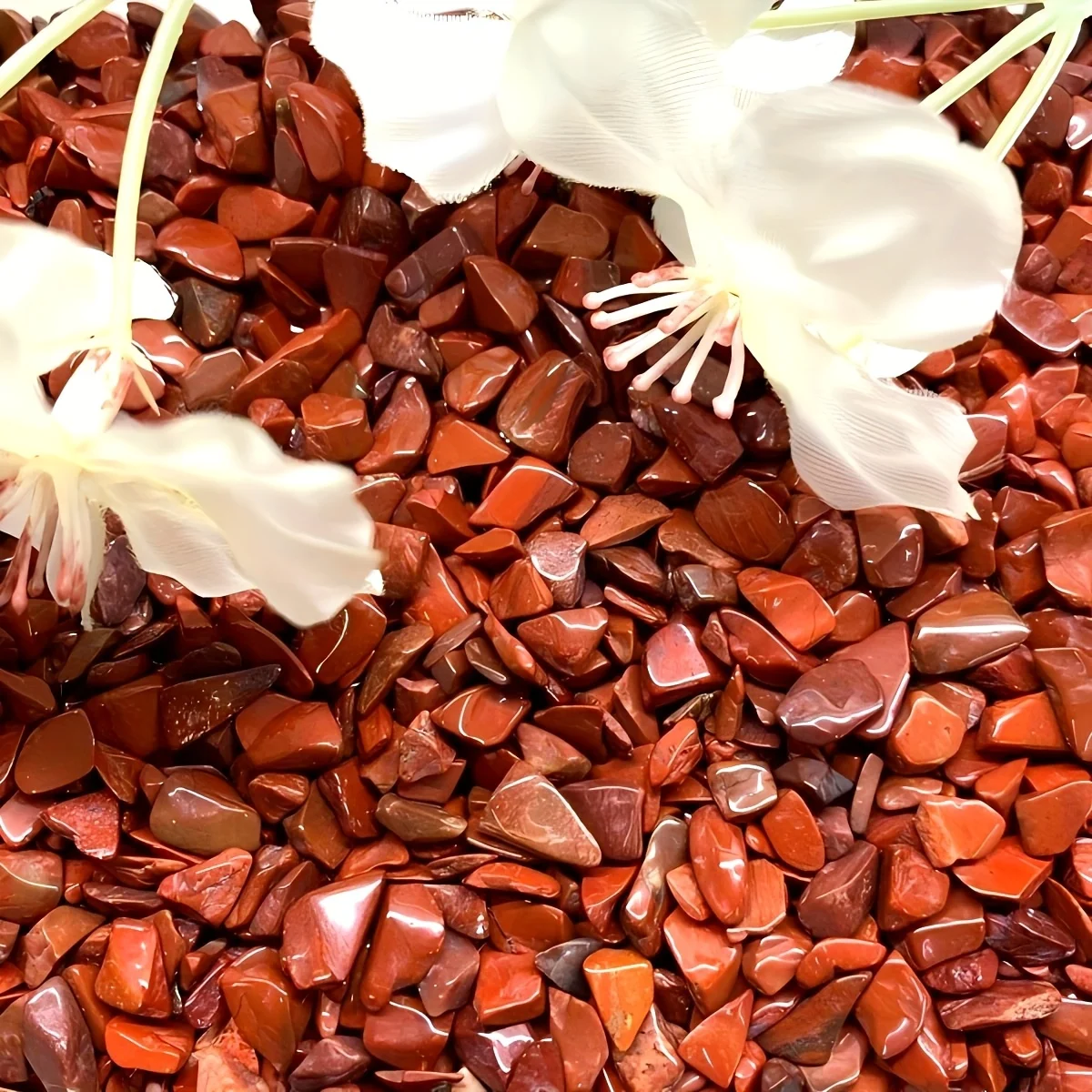 Red jasper tumbled stone -natural quartz fragments, for vase filling,succulent and aquarium decoration,jewelry making -  crystal view 5