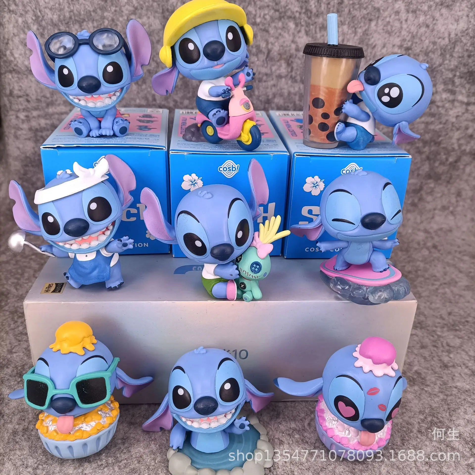 9 Disney Stitch Anime Figure Ornaments Random Style about 7CM Height Kawaii Cartoon Room Decorations Collectibles Birthday Gifts